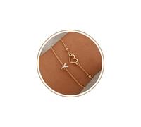 JSJOY Initial Bracelet Gold Stackable Bracelets for Women Non Tarnish Bridesmaid Proposal Gifts Letter A-Z Bracelet with Heart Birthday Gifts for Women Teens Mom Her, 6.5"+2", Yellow Gold, no gemstone
