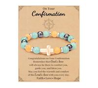 JSJOY natural stone bracelet birthday gifts for women girls bracelet cross bracelet birthday gifts for kids 6-80 years old girl granddaughter niece mom sister, 7inch, Metal, No Gemstone