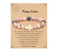 JSJOY Nature Stone Bracelet Birthday Gifts for Women Girls, Birthday Cross Bracelet Gifts for Age 6 to 80 Year Daughter Granddaughter Niece Mom Sister Christian Easter Gifts, 7inch, Metal, no gemstone