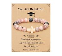 JSJOY Nature Stone Bracelet Birthday Gifts for Women Girls, Birthday Cross Bracelet Gifts for Age 6 to 80 Year Daughter Granddaughter Niece Mom Sister Christian Easter Gifts, 7inch, Metal, no gemstone