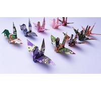 JSJPINKU 50pcs 10cm Rainbow Prefabricated Origami Paper Cranes Folded Origami Cranes Hand Yuzen Paper Cranes Garlands for Tea Favors Wedding Baby Shower Party Supplies
