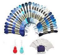 JSJSYO 30 Pieces Embroidery Thread Gradient Embroidery Floss Friendship Bracelets Floss String for Cross Stitch Project (Blue)