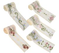 JSJSYO 5 Rolls 2 Yards Embroidery Floral Sewing Lace Trim Mesh Lace Ribbon for Bridal Wedding Decorations Card Making