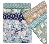 JSJSYO 8Pcs Cotton Fabric Bundles Floral Greenery Printed Fat Quarters Retro Quilting Patchwork Squares Sewing Fabrics for DIY Crafting 18 x 22 Inch