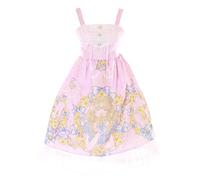 JSK-60-2 Pink Chrysanthemum Girls Flowers Dove Rabbit Strap Dress Pastel Goth Lolita Cosplay Costume Kawaii