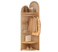 JSLJDM Corner Coat Rack,Wooden Clothes Rack,Coat Rack for Hallway, Sturdy and Easy,corridor,Clothes Stand for Coats, Hat, Handbag, for Home, Office Wood color (storage compartment) 42x42x192cm