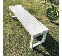 JSLJDM Garden bench,Park Bench,Garden Bench Outdoor Bench,Outdoor Metal Park Benches,Outdoor Backless Bench for Lawn, Park, Deck-without backrest 39,4in 150cm White