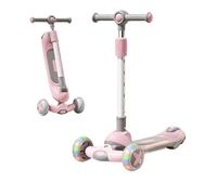JSLJJBD 3 Wheel Electric Scooter for Kids, LED Light Wheels, 5 Adjustable Height,Load Capacity up to 100kg, Suitable for Kids, Adults and Teenagers(Pink)