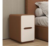 JSLJJBD Narrow Nightstand, Night Stands with 2 Drawers, Invisible Handle Suitable for Small Spaces for Bedroom, Living Room, Study(Dark Curry+White,30x40x48cm)