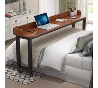 JSLXNDM Bed Desk Over Over The Bed,Table with Wheels,Over Bed Table,overbed Table King Size Bed,overbed Desk nover Bed Table with Wheels Adjustable Height Mobile Cross-Bed Table 67in(170cm) Brown