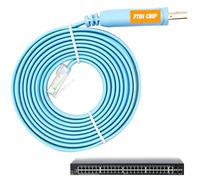 JSM FITNESS Cisco Compatible Console Cable 1.8M - RJ45 to USB Adapter with FTDI Chipset - Professional Console Cable for Network Configuration - Routers, Switches, Juniper, HP & Fortigate
