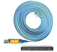 JSM FITNESS Cisco Compatible Console Cable 5M - RJ45 to USB Adapter with FTDI Chipset - Professional Console Cable for Network Configuration - Routers, Switches, Juniper, HP & Fortigate