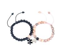 JSNOM Matching Bracelets for Couples Gifts: Long Distance Relationsihp Bracelet for Boyfriend Girlfriend Fiance Soulmate on Birthday Christmas Valentine's Day (B-Always&Forever-BP)