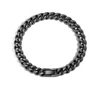 JSNOM Mens Bracelet Cuban Link: Cuban Chain Wrist Bracelets with Stainless Steel Closure, Black Silver Gold Link Bracelets for Men (Black, 8.3inch)