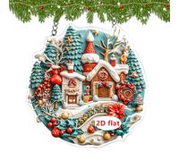 Jsnwernb Christmas Decoration, for Hanging, Country House Style Christmas Tree Decoration, 2D Acrylic, Shatterproof Santa Claus Decoration for Indoor, Outdoor, Living Room, Dining Room, Kitchen