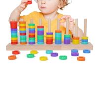 Jsnwernb Color Sorting Game,Wooden Logical Thinking Toy,Educational Color Stacking Game | for Home Classroom Travel Kindergarten Over 3 Years Old Children