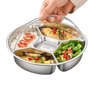 Jsnwernb Divided Serving Plate - Stainless Steel Food Steaming Serving Platter,Separated Appetizer Plate,for Home Apartment Parties Family Nights Friend Gatherings Camping Picnics