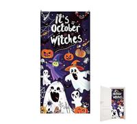 Jsnwernb Halloween Door Covers Fabric Pumpkin Ghost Reusable Washable