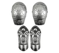 Jsnwernb Medieval Knight Costume 37.5x33.5 Cm PP 2 Pieces Silver Shoulder And Wrist Costume Foldable Historical Educational Outfit Knight Costumes For Boys For Travel Bonfire Events Halloween