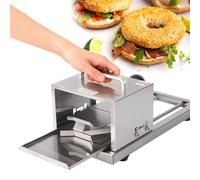 json2xml Manual Hamburger Bun Cutter, Bagel Slicer And Cutter, Bread Slicers For Homemade Bread, Cutting Even Bagels & Bun Slices, Max Size 12×15cm/Push-Pull Cutting Design/Stainless Steel