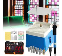 json2xml Stained Glass Starter Kit,Professional Start up Set,with glass grinder machine Glass Cutter Tool Kit Soldering Iron Kit Copper Foil Tape Solder Wire Finger Sleeve