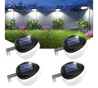 JSOT Pack of 4 Solar Lights Gutter Wall Lights Path Lights for Outdoor Lamp 9 LED Solar Lights IP55 Waterproof 1600 mAh for Decor Fence Street Garden Patio (White Light)