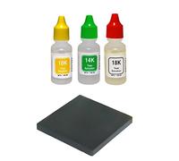 JSP 10k/14k/18k Gold Test Acid Solutions Tester Kit Detect Metals Scrap Jewelry + PRO 2x2 Testing Stone by JSP/PuriTEST