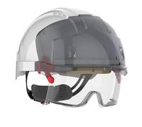 JSP EVO VISTAlens EN 397 Safety Helmet with Integrated B-rated Impact Protection Safety Eyewear Vented, White/Smoke (AMB170-005-F00)