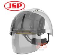 JSP EVO VISTAshield EN 397 Safety Helmet with A-Rated Impact Protection Integrated Faceshield Vented White/Smoke (AMD170-005-F00)