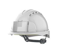 JSP EVO2 Badge Safety Helmet Vented White with ID Card Holder | Made in the UK. For Construction, Building, Civil Engineering & Industry. Lightweight Comfort. EN 397 Certified.