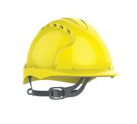 JSP EVO2 Safety Helmet Hard Hat Slip Ratchet Vented Yellow, Made in the UK | For construction, building, civil engineering and industry. Lightweight comfort with precision fit harness. EN 397 certified