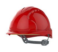 JSP EVO2 Safety Helmet with Slip Ratchet Adjustment Harness EN 397 Industrial Hard Hat for Building, Construction and Work sites Red (AJE030-000-600)
