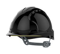 JSP EVO2 Safety Helmet with Slip Ratchet Adjustment Harness Vented EN 397 Industrial Hard Hat for Building, Construction and Work sites Black (AJF030-001-100)