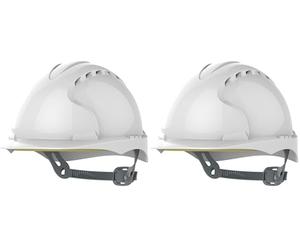 JSP EVO2 Safety Helmet with Slip Ratchet - White - Vented (JSP AJF030-000-100), One Size (Pack of 2)
