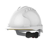 JSP EVO3 Comfort Safety Helmet HardHat Wheel Ratchet Non-Vent White UK made | Protection for construction, electrical and industry. Wheel ratchet adjustment, Comfort Plus Fabric harness. EN 397 certified