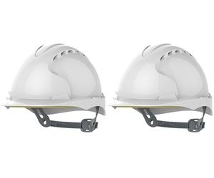 JSP EVO3 HDPE Safety Helmet Slip Ratchet White Vented (AJF160-000-100) (Pack of 2)