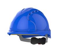 JSP EVO3 Safety Helmet Hard Hat - Vented - Blue - Wheel Ratchet Adjustment - Comfortable Adjustable Fabric Harness - Micro Peak - For Construction, Building, Civil Engineering & Industry - EN397
