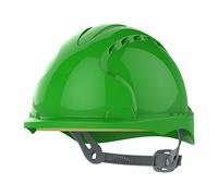 JSP EVO3 Safety Helmet Hard Hat - Vented - Green - Slip Ratchet Adjustment - Adjustable Harness - Lightweight - Micro Peak - For Construction, Building, Civil Engineering & Industry - EN397