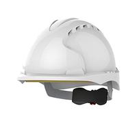 JSP EVO3 Safety Helmet Hard Hat - Vented - White - Wheel Ratchet Adjustment - Comfortable Adjustable Fabric Harness - Lightweight - For Construction, Building, Civil Engineering & Industry - EN397