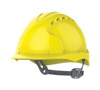 JSP EVO3 Safety Helmet Hard Hat - Vented - Yellow - Slip Ratchet Adjustment - Comfortable Adjustable Fabric Harness - Lightweight - For Construction, Building, Civil Engineering & Industry - EN397