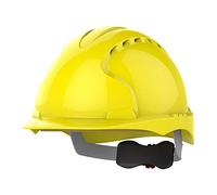 JSP EVO3 Safety Helmet Hard Hat - Vented - Yellow - Wheel Ratchet Adjustment - Comfortable Adjustable Fabric Harness - Lightweight - For Construction, Building, Civil Engineering & Industry - EN397