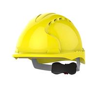 JSP EVO3 Safety Helmet Hard Hat - Vented - Yellow - Wheel Ratchet Adjustment - Comfortable Adjustable Fabric Harness - Micro Peak - For Construction, Building, Civil Engineering & Industry - EN397