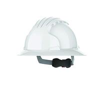 JSP EVO6100 Full Brim Safety Helmet for Construction/Building Wheel Ratchet White (AJP170-000-100)