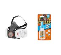 JSP Force®8 Half-Mask with PressToCheck™ P3 Dust Filters, Size Medium, Conforms & Complies & Gorilla Super Glue 15g