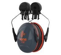 JSP SONIS COMPACT Mounted Ear Defenders - 31dB SNR - Grey/Orange - Hearing Protection Earmuffs for Adults - Flexible & Comfortable Fit - Compatible Hard Hats (AEB030-0CY-000)