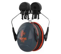 JSP SONIS COMPACT Mounted Ear Defenders - 31dB SNR - Grey/Orange - Hearing Protection Earmuffs for Adults - Flexible & Comfortable Fit - Compatible Hard Hats - EN 352-3 (Pack of 2)