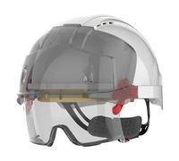JSP EVO VISTAlens EN 397 Safety Helmet with Integrated B-rated Impact Protection Safety Eyewear Vented, White/Smoke (AMB170-005-F00)