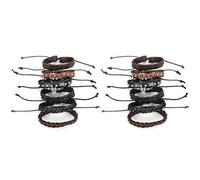 Jspondivague 2 Set Hand - Woven Leather Bracelet, Woven Bracelet Vintage Craft Accessories, European Style Wrap Bracelet with Natural Texture for Men Women, Ideal for Work Travel