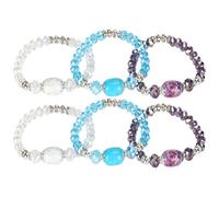 Jspondivague 6pcs Beaded Bracelet, Crystal Wrist Bracelets for Women and Girls, Shiny Hand - Made Stackable Jewelry Set with Elastic Rope, Colorful Bangle Gift for Any Occasion