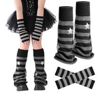 Jspupifip Y2K Leg Warmers for Women, Star Arm Warmers Streetwear Leg Cover Retro Stretchy Dance Accessories for Japanese Harajuke Cosplay Lolita Rave Festival, Anime Cosplay, Aesthetic Outfit